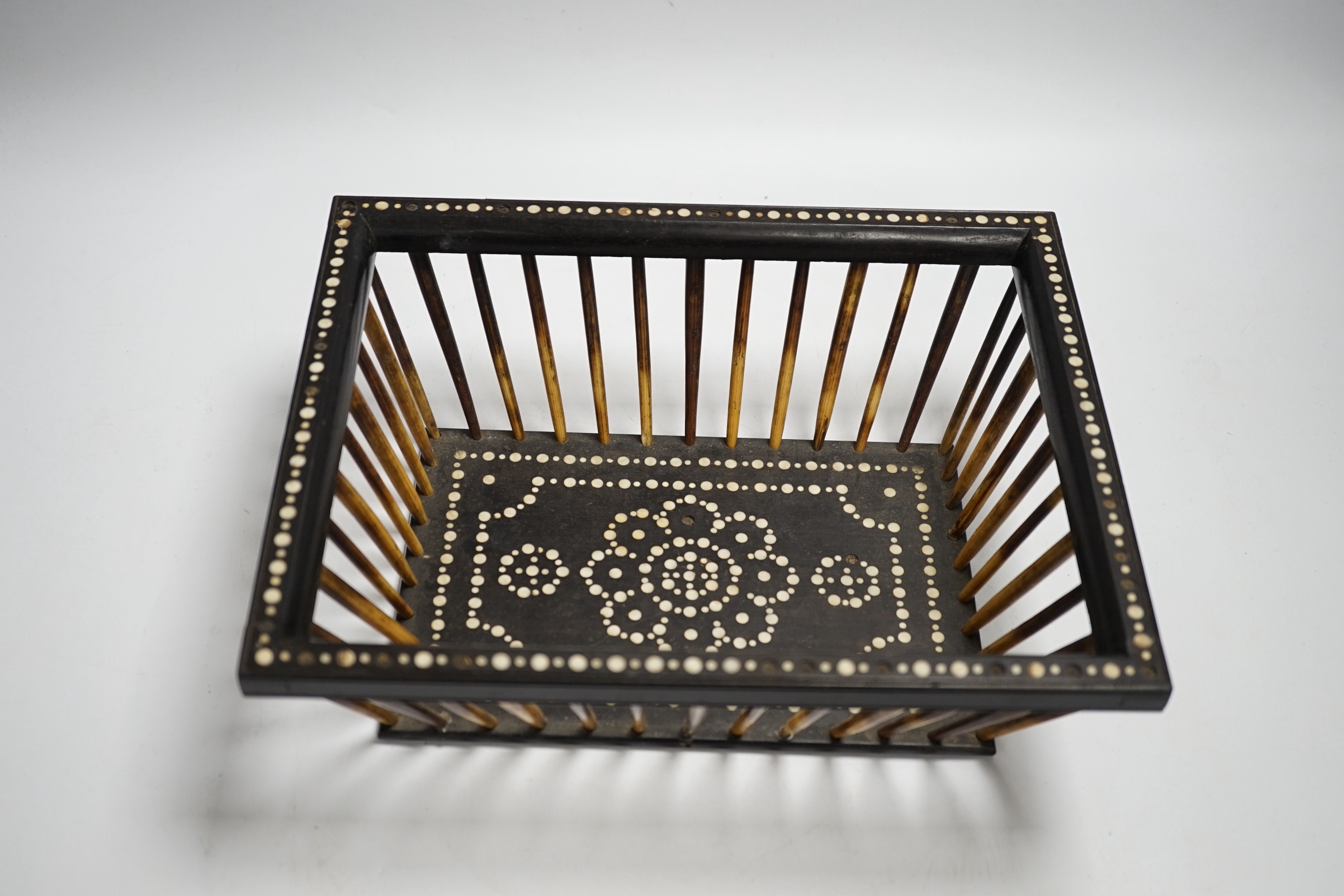 A 19th century Sri Lankan porcupine quill basket, 26 x 20.5 x 9cm